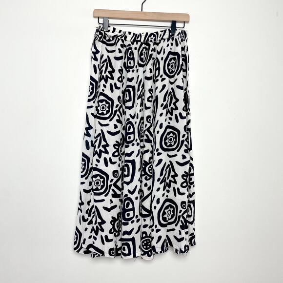 Vintage 90s Y2K White Black Abstract Artsy Boho Maximalist Skirt 2X Plus Size - Picture 1 of 5